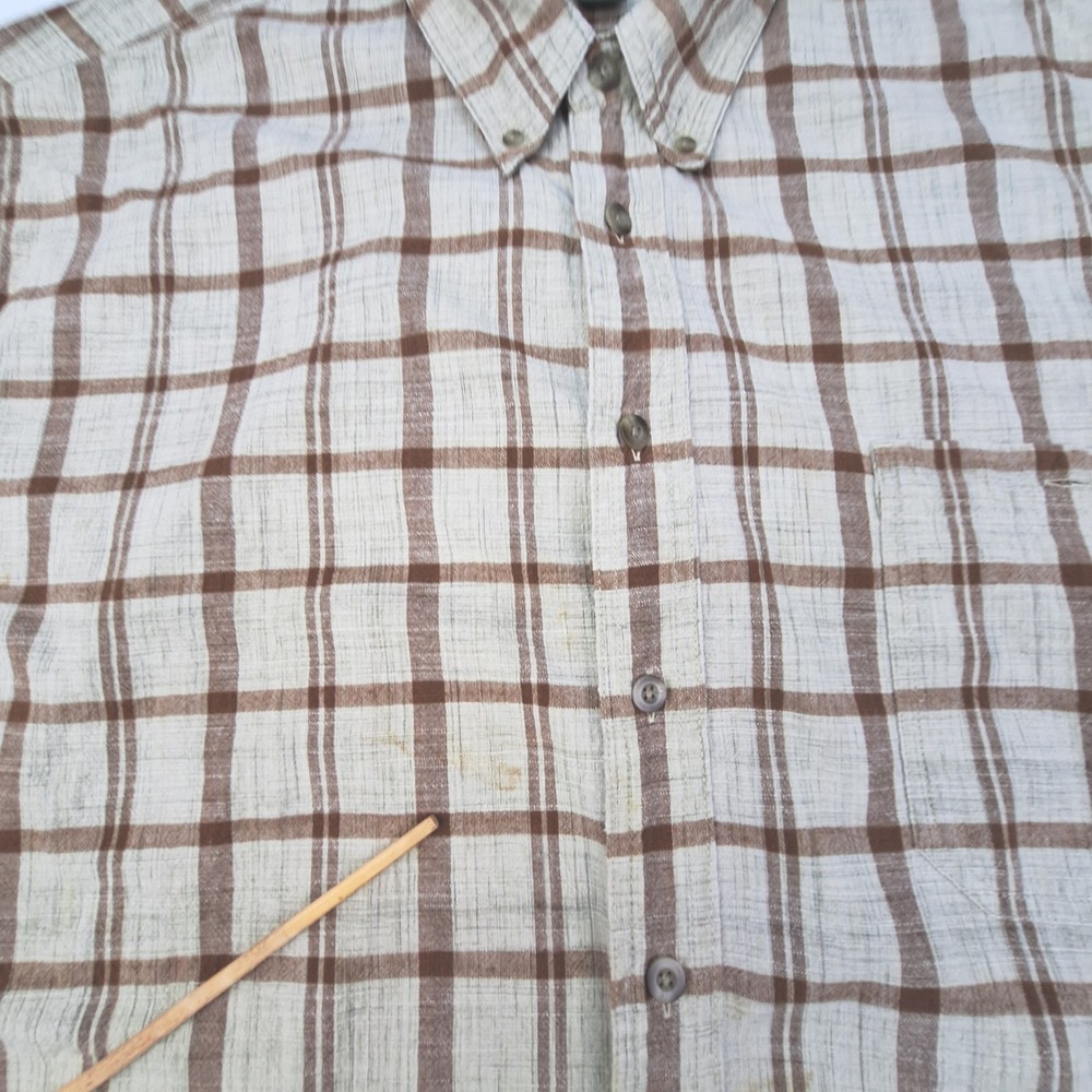 Cabelas Button Down Work Shirt Mens 2XL Tall Brown Blue Plaid Cotton Bundle 2pk - Picture 5 of 13